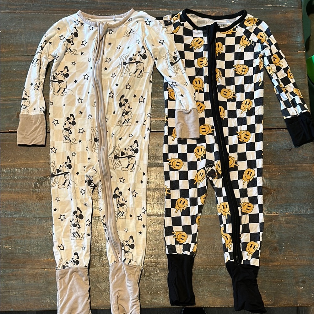 Disney Kids One Piece Pajamas - Mickey Mouse and Smiley Face
